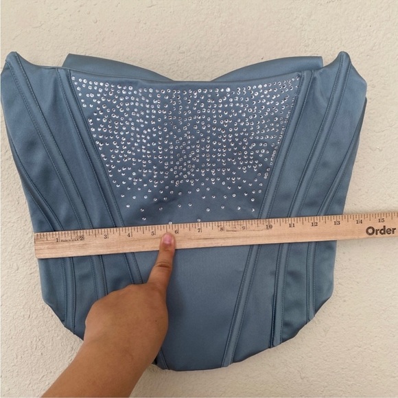 House‎ of CB Nastassia Cool Blue Embellished Satin corset NWOT size S - Picture 10 of 17